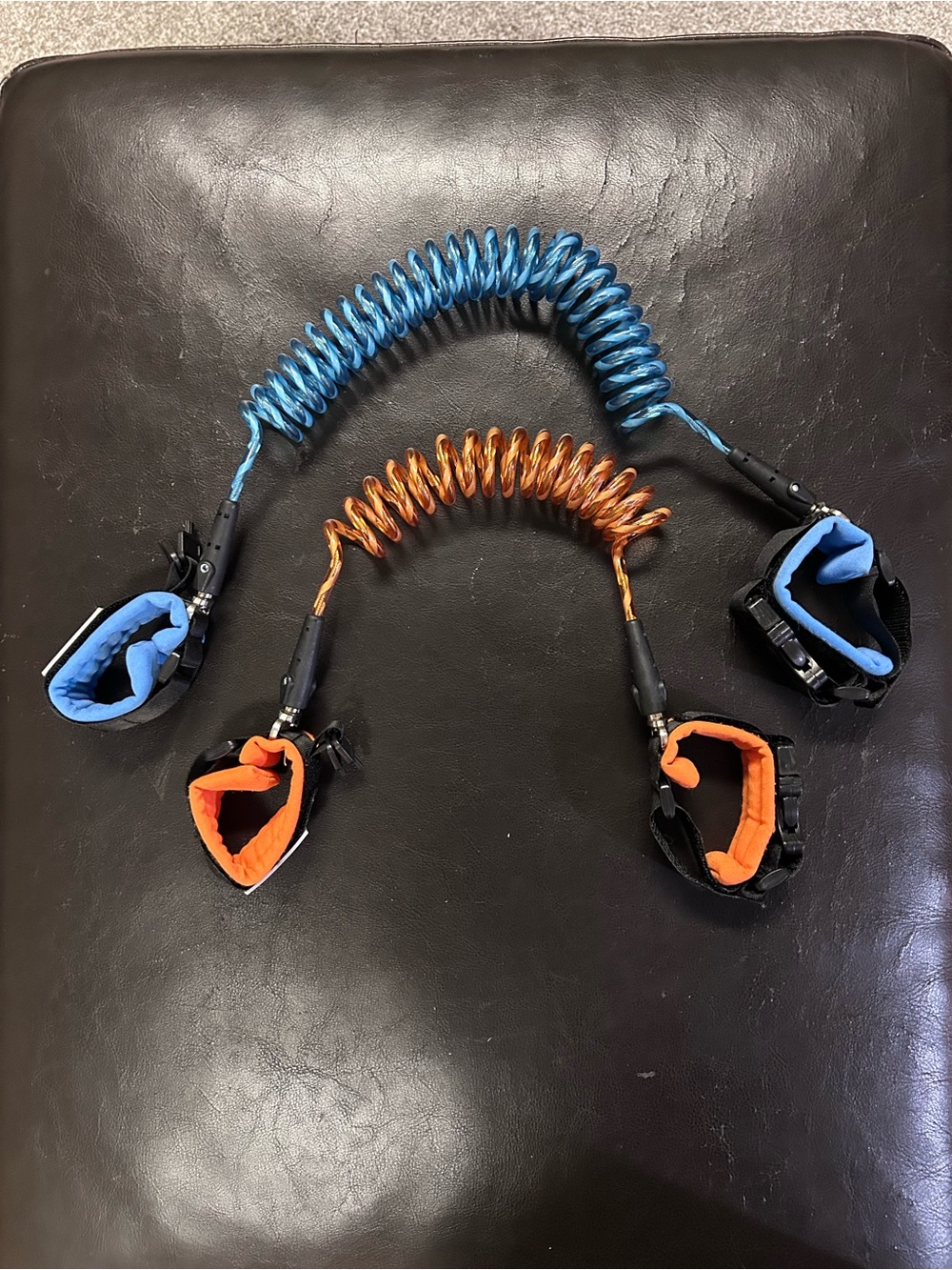 Child Safety Links - Blue and Orange Coiled Safety Links for children
